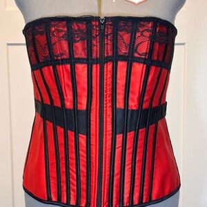 Shirley of Hollywood Red and Black Satin Corset